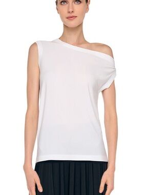 Norma Kamali Draped Shoulder Top in White